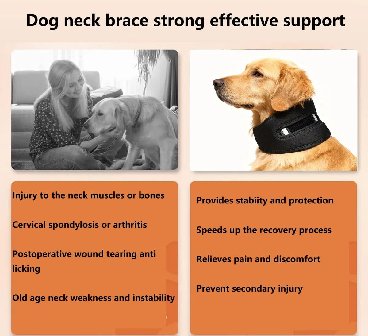 Cou pour Animaux de Compagnie Soutien Le Collier est utilisé pour soulager la Douleur chez Les Chiens,Chien Chat Anti Lechage Collier,Aide à la récupération des blessures au Cou(XL)