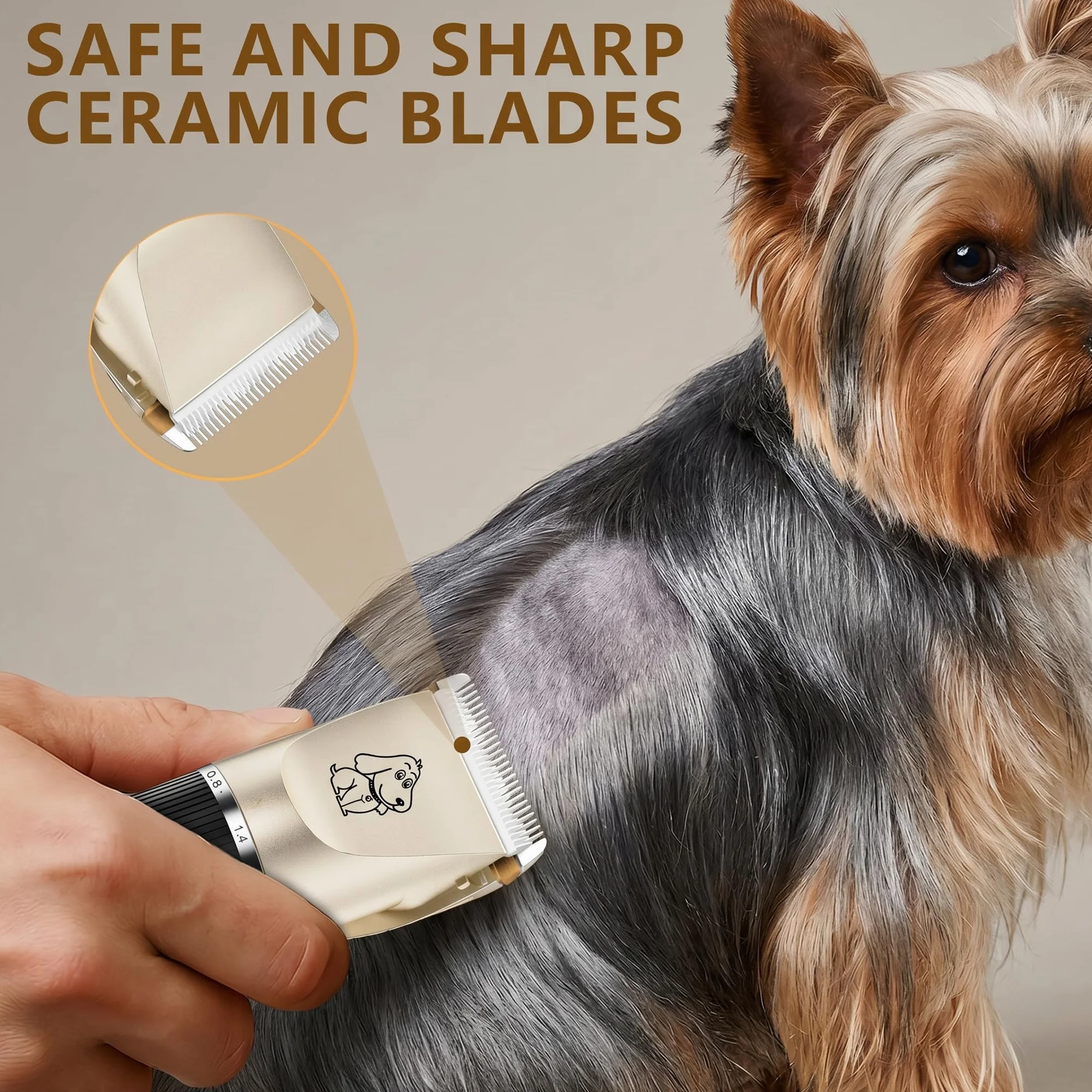 Tondeuse pour Chien IPX7 Tondeuse Chien Professionnelle à 2 Vitesses Écran LED avec Ciseaux Coupe-Griffes Peigne et 6 Accessoires de Sabots Tondeuse de Toilettage pour Chien Chat et Animaux