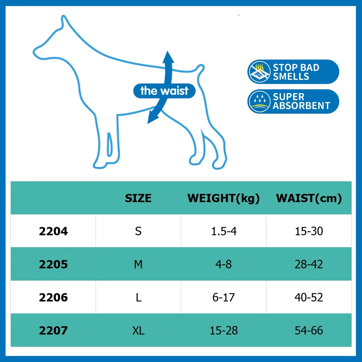 BPS 16x Couche pour chiens en situation de santé | Couche pour chien | Couche jetable pour chien | Super absorbante | en 4 tailles (XL) BPS-2207x2