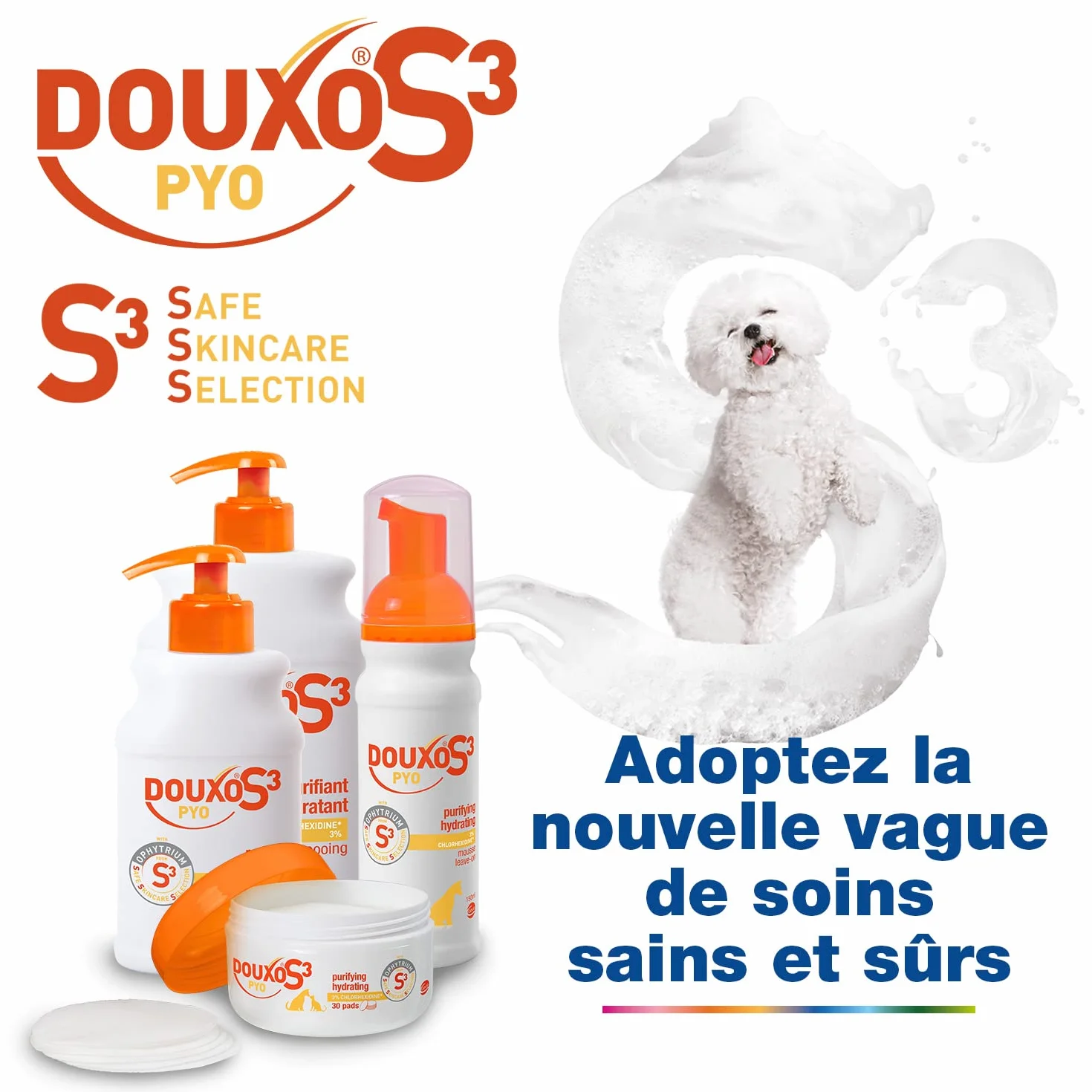 Douxo S3 PYO Shampooing nettoyant, désinfectant et apaisant pour Chiens et Chats avec des irritations, des Boutons ou des croûtes, 500ml