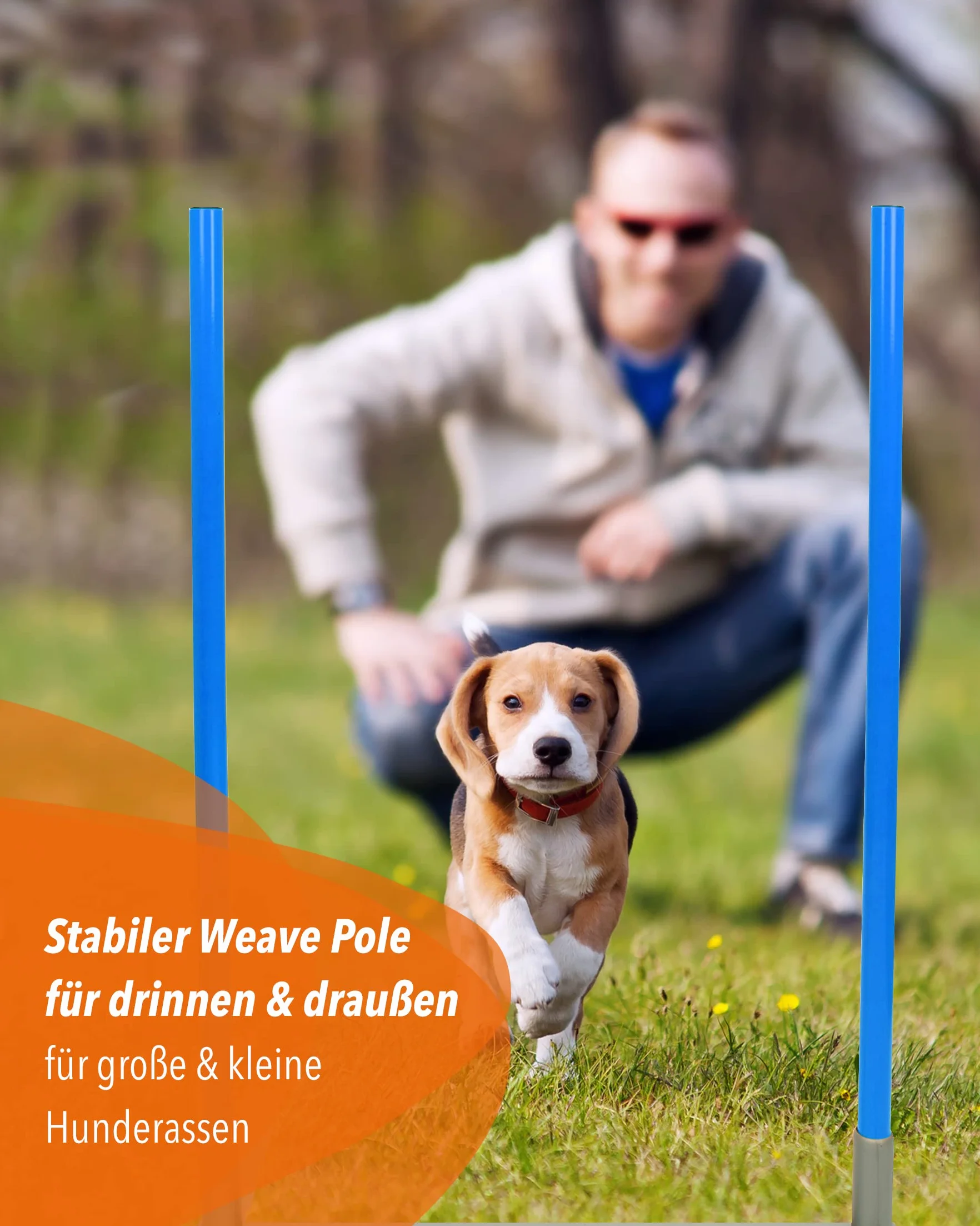2by2 Weave Poles - Lot de 2 barres de slalom d'agilité avec base en métal - Pour l'entraînement et la construction de parcours - Extensible et mobile