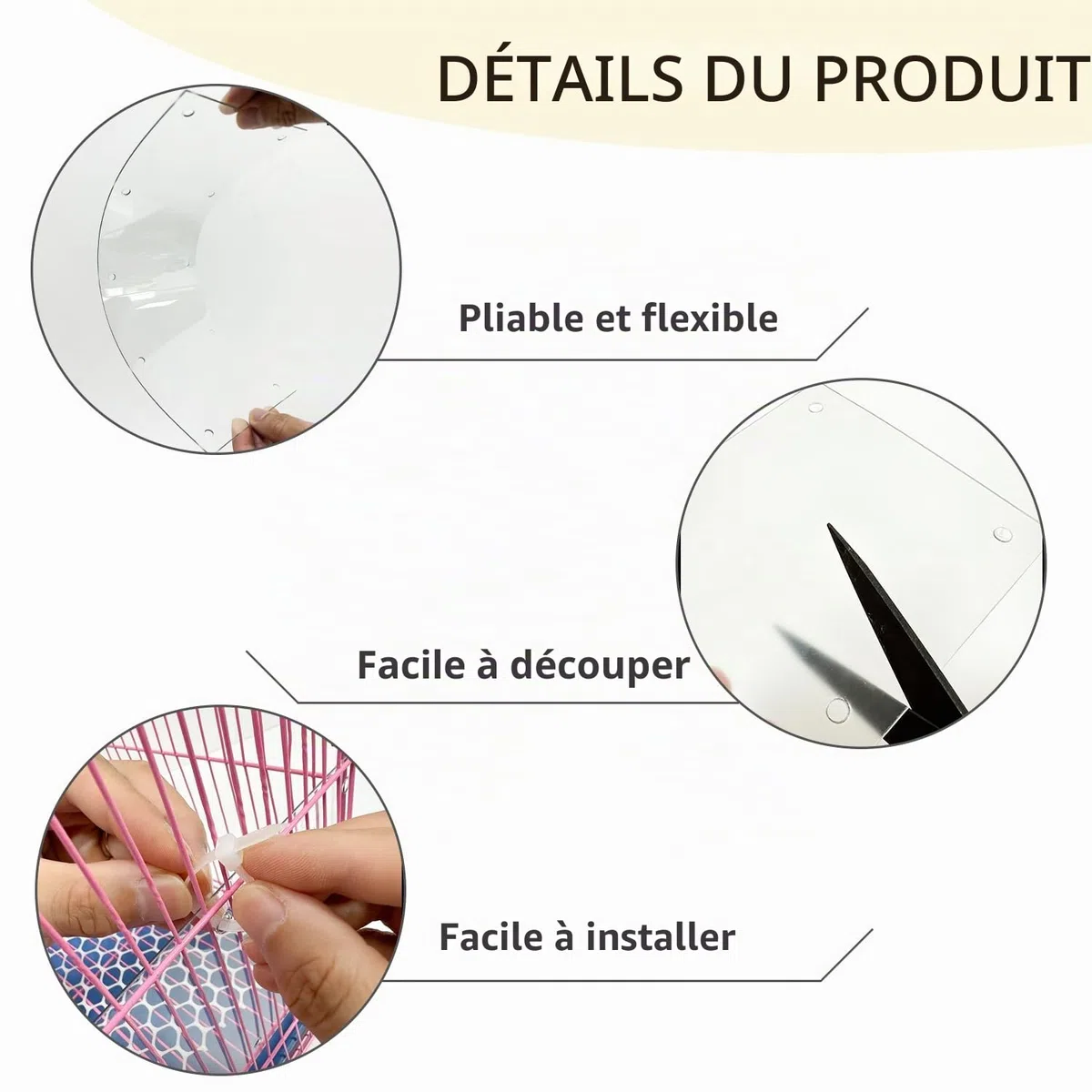 Lot de 12 Doublures de bord de la cage pour animaux, 35 x 12cm, Doublures de protection pour cage de petit animal avec 120 attaches pour lapin, cochon d'Inde, hamster et autres petits animaux