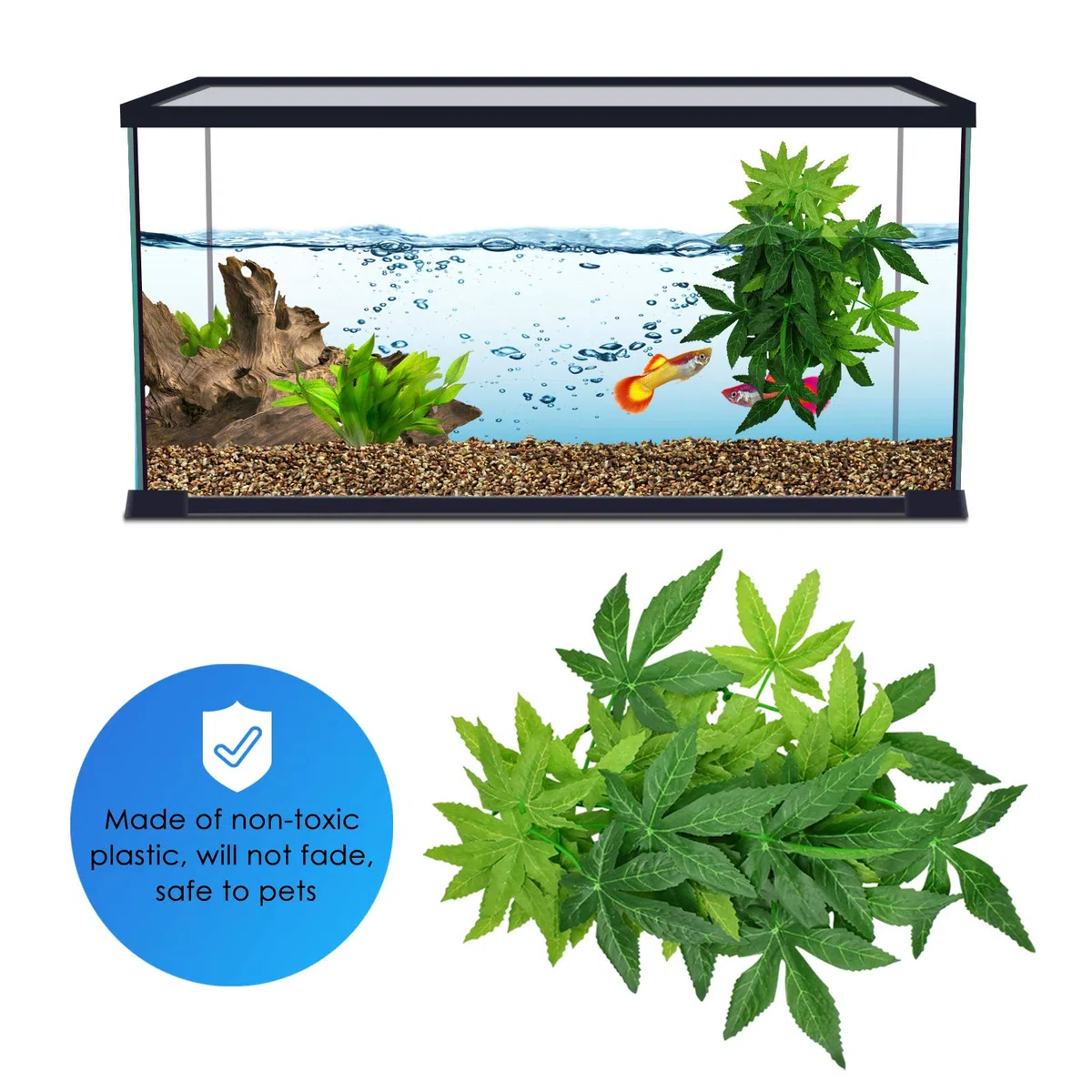 ERKOON Lot de 3 plantes artificielles en plastique pour aquarium et terrarium