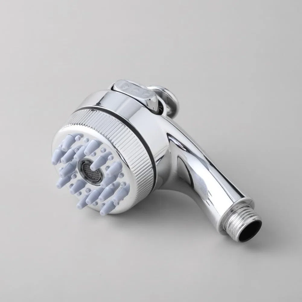 Pomme de douche pour chats et chiens avec pulvérisation réglable et brosse de massage, pour la maison, la salle de bain, le bain (argent)