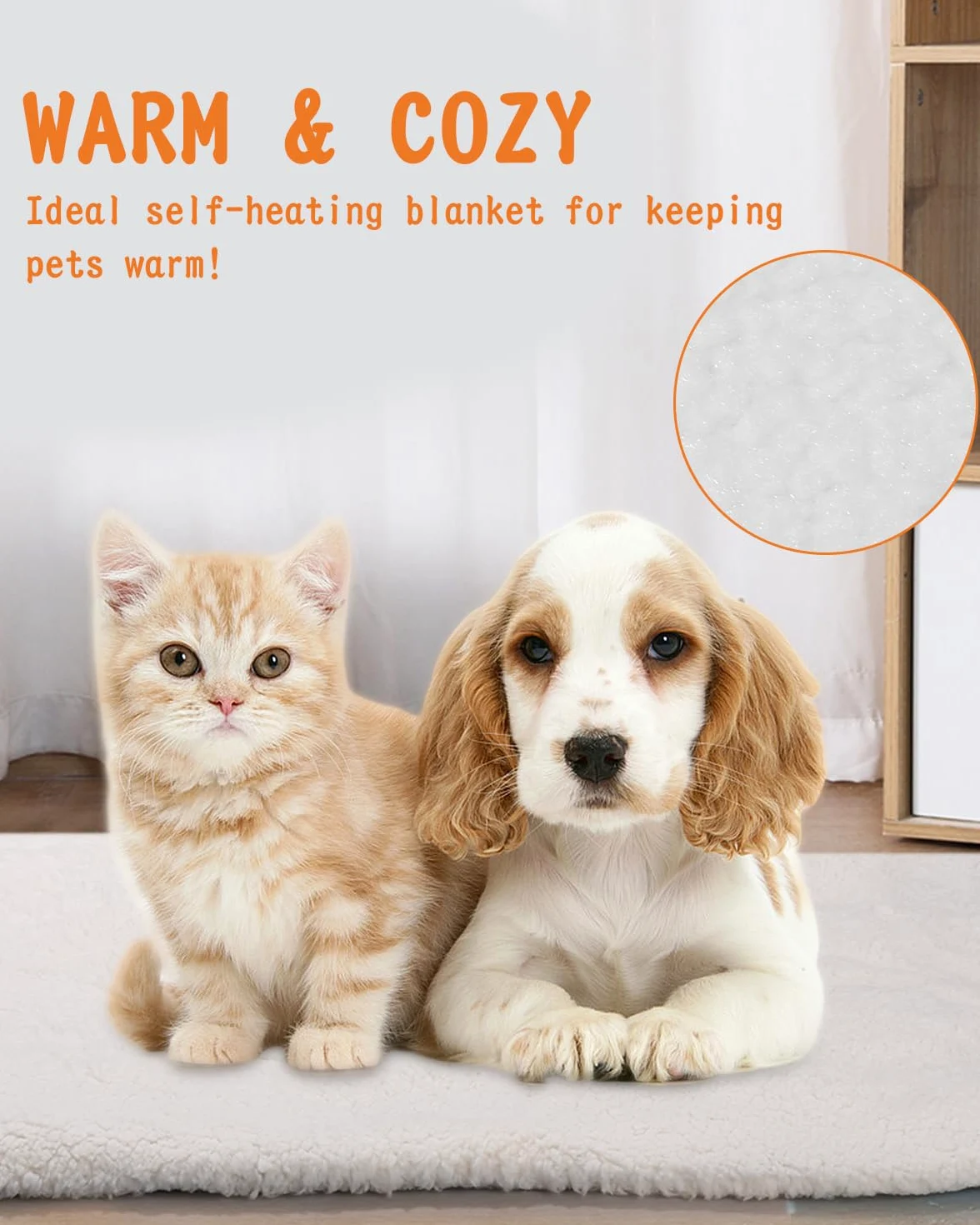 Chauffant Chat Tapis, 60x45cm - Tapis Chauffant pour Chats et Chiens, Batteries Incluses, Lavable, Peluche Silencieux