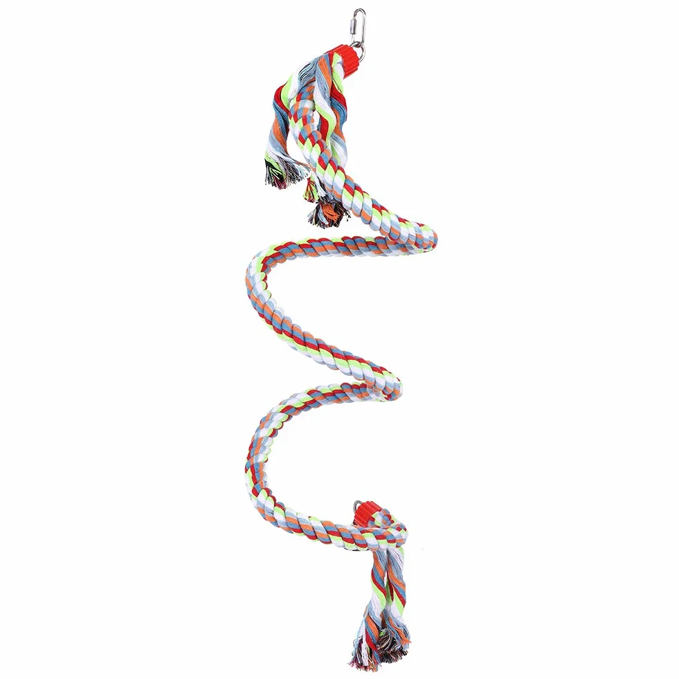 1.6 mètres perroquet à l'élastique balançoire en spirale debout jouets avec corde cloche perche de coton oiseaux fournitures pour grand moyen petits perroquets