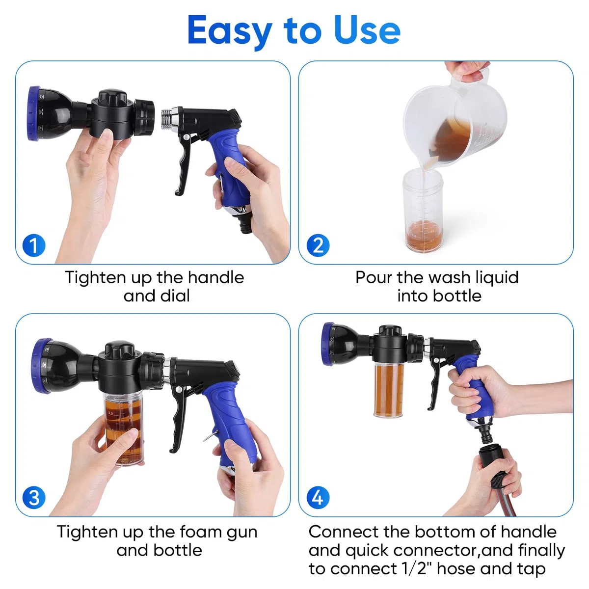 Kit de pulvérisateur de bain pour animal de compagnie, 10 modes de pulvérisation, pulvérisateur de lavage de tuyau réglable avec pistolet à mousse de 4 à 8 barres, convient pour le lavage des animaux