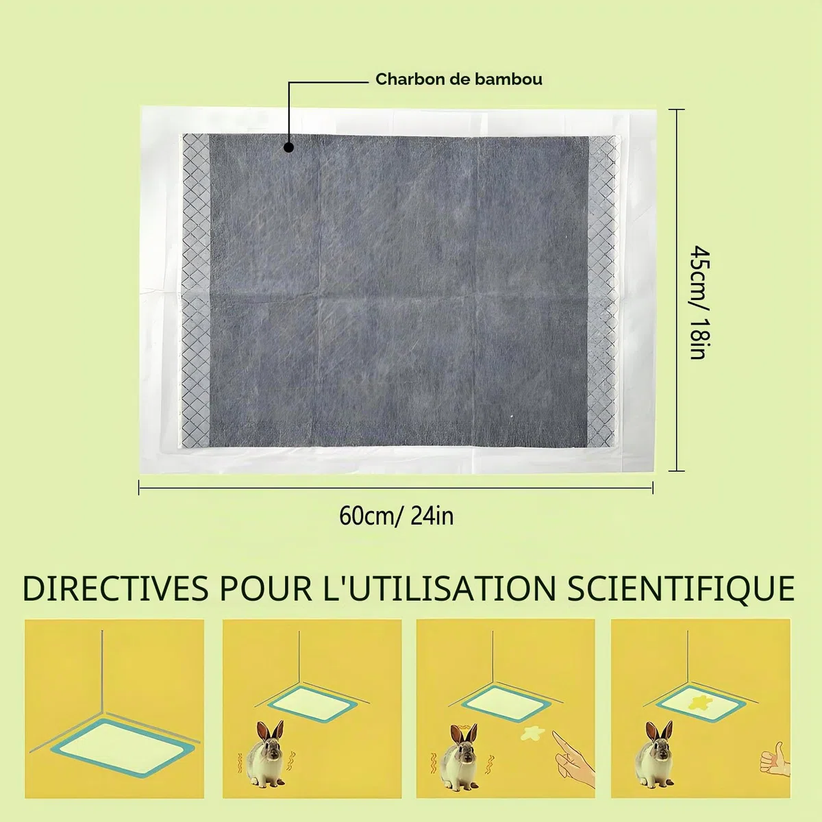 Coussinets Jetables pour Lapin, Tapis Hygiénique Absorbant pour Cochon d'Inde, Lot de 50 Tapis Éducateurs avec Surface à Séchage Rapide pour Chiots Chats Chinchillas Hamsters Furets Hérissons