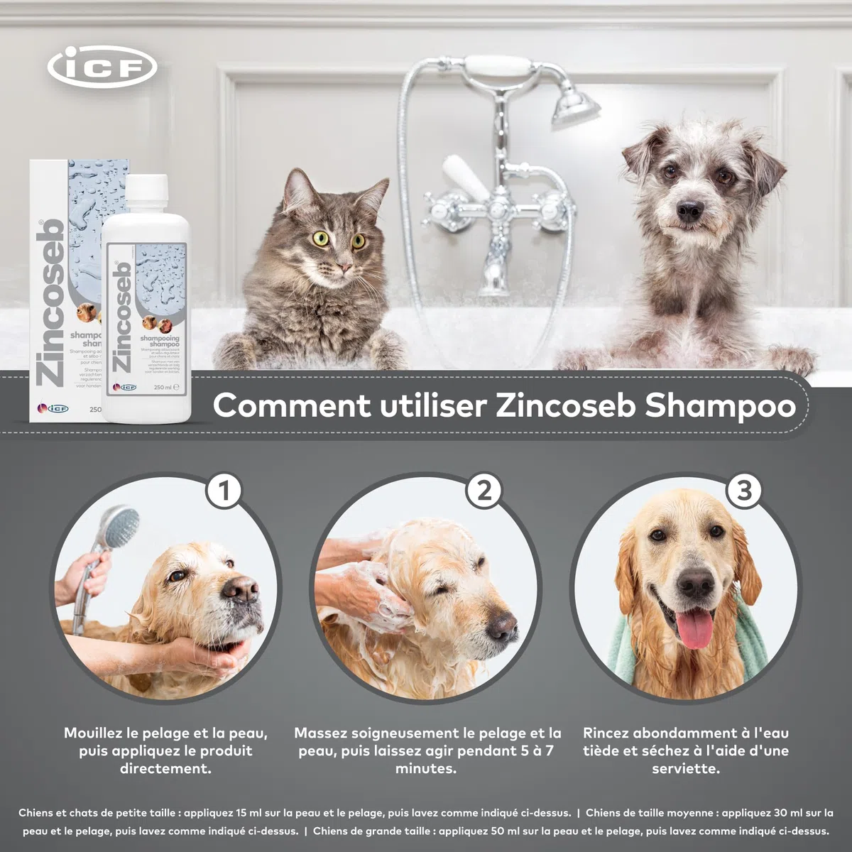 Zincoseb Shampooing | Shampoing Sébo-Régulateur et Hydratant pour Chien et Chat | Poil Sec, Terne ou Gras, Pellicules, Mauvaises Odeurs | Idéal pour la Peau Sensible du Chiot et Chaton | 250 ML