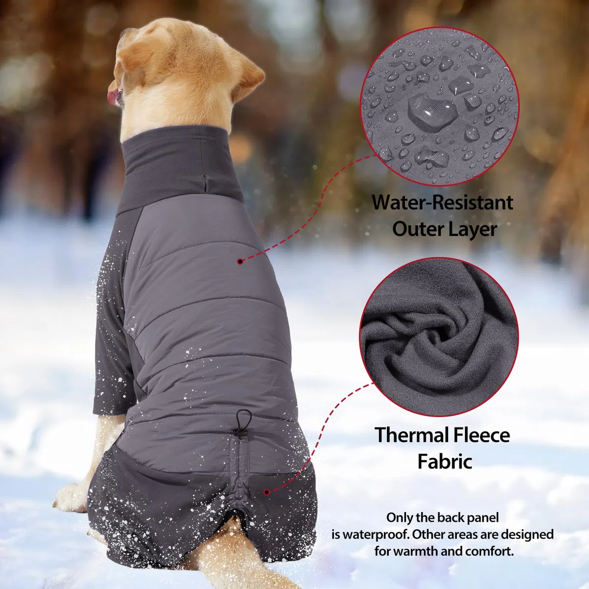 HEYWEAN Manteau Polaire pour Chien avec Jambes Pull d'hiver Pyjama pour Chiens Petite Moyen Grande Taille Combinaison intégrale Manteaux Chauds pour Chiens Pull Polaire Vêtements d'hiver Veste Chien