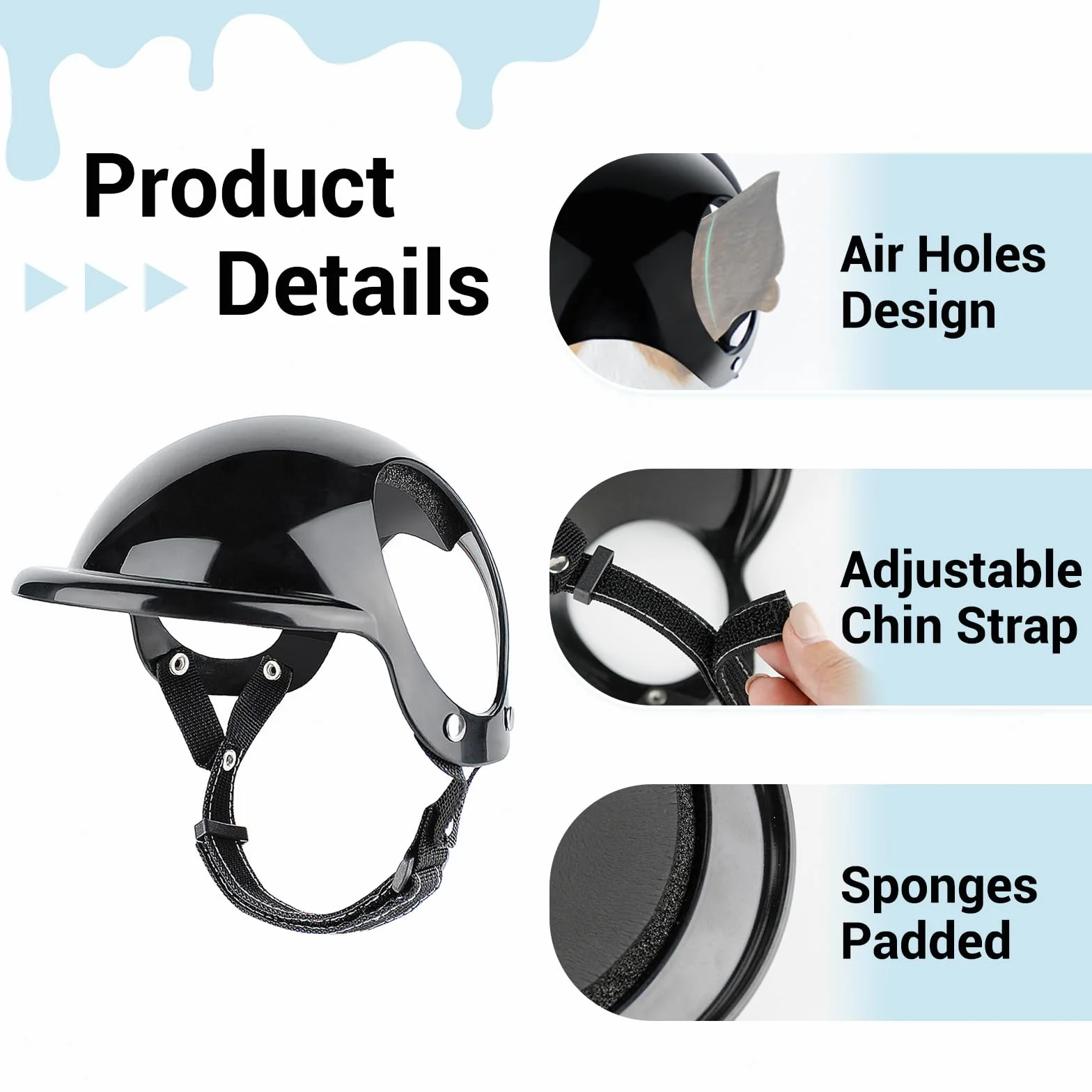 Lot de 2 lunettes pour chien avec casque, casque et lunettes pour chiens de petite et moyenne taille - Noir