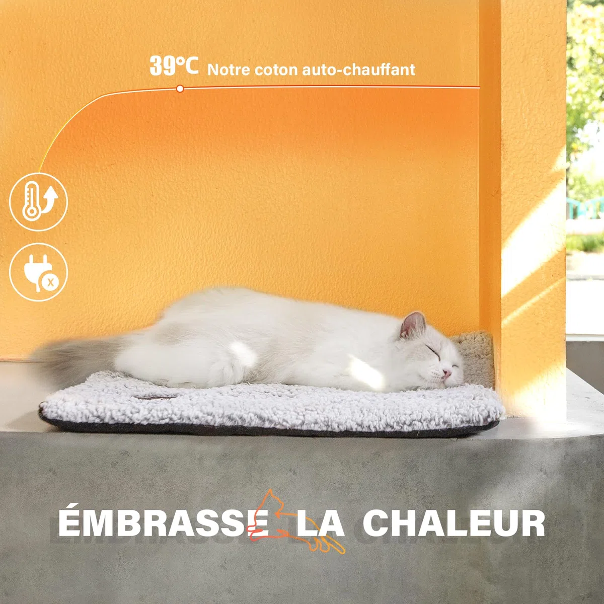 Mora Pets Tapis Chauffant pour Chat Coussin Auto Chauffant Couverture sans électricité - Panier Doux et sécurisé pour Votre Animal - Tapis Thermique pour Chat Lavable - 61 x 46 cm