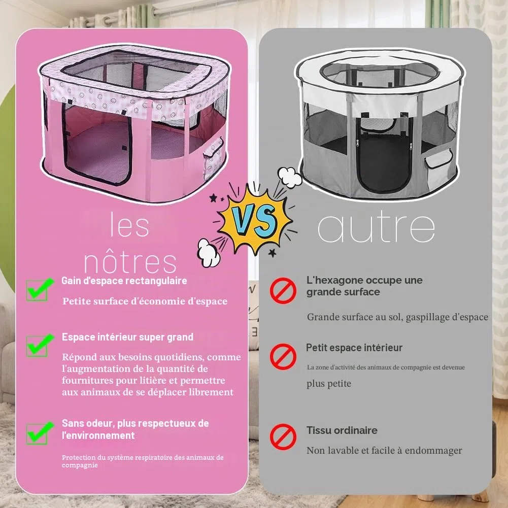 Pour chiots, pliable, en tissu Oxford, pour chiens, lapins, cochons d'Inde, chats, 70 x 55 x 40 cm, rose