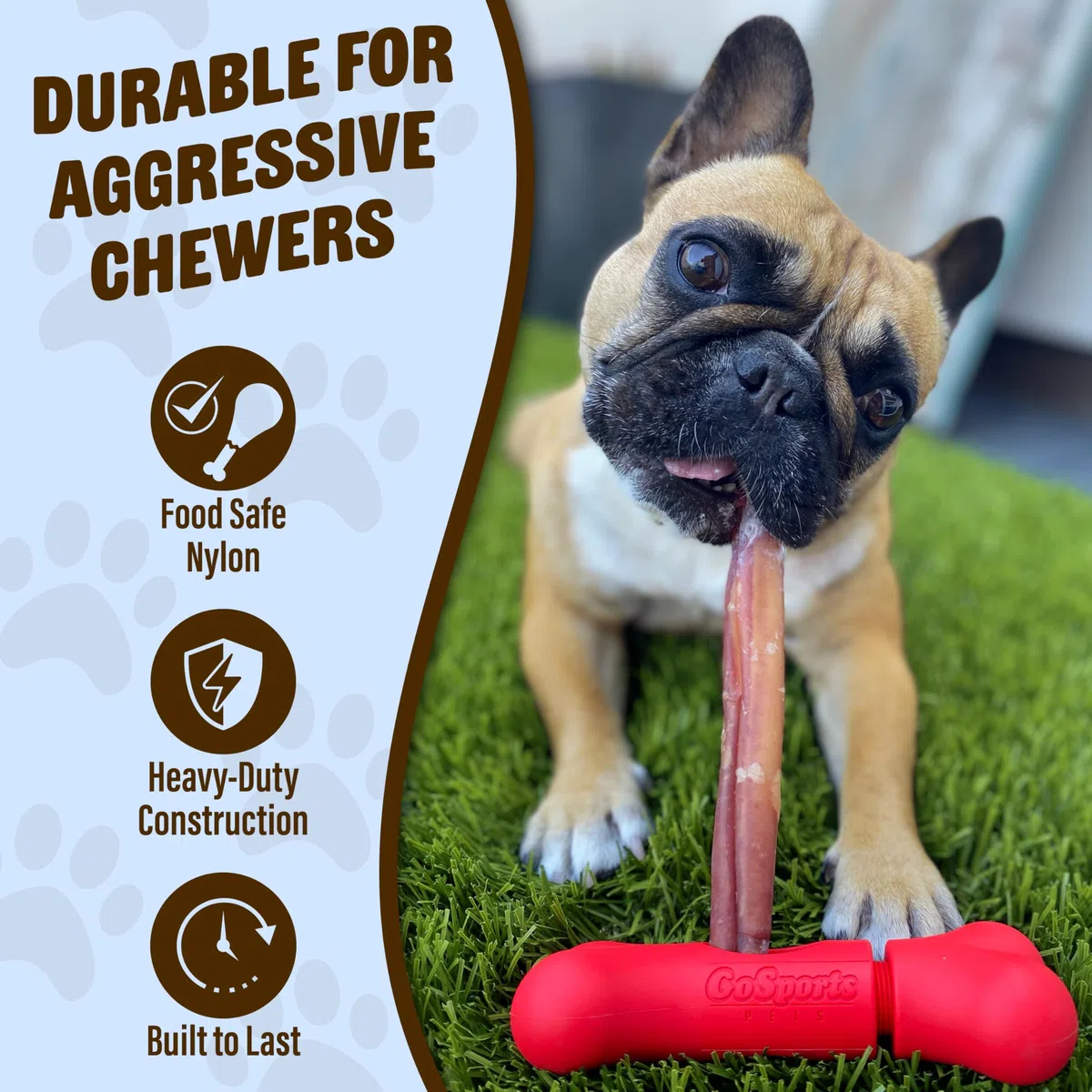 GoSports Chew Champ Support de bâton d'intimidation pour Chiens – Maintient solidement Les bâtons d'intimidation pour éviter l'étouffement – Petits Chiens de 4,5 à 13,6 kg