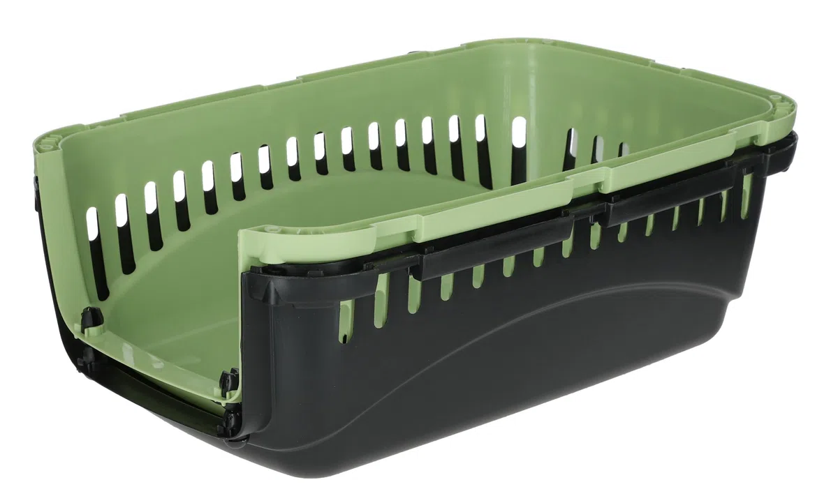 Kerbl Pet Cage de Transport Expedion, Vert/Noir, 45 x 30 x 30 cm, Cage pour Chien, Cage pour Chat, Transport pour Chien, Plastique, Petits Chiens, Chats