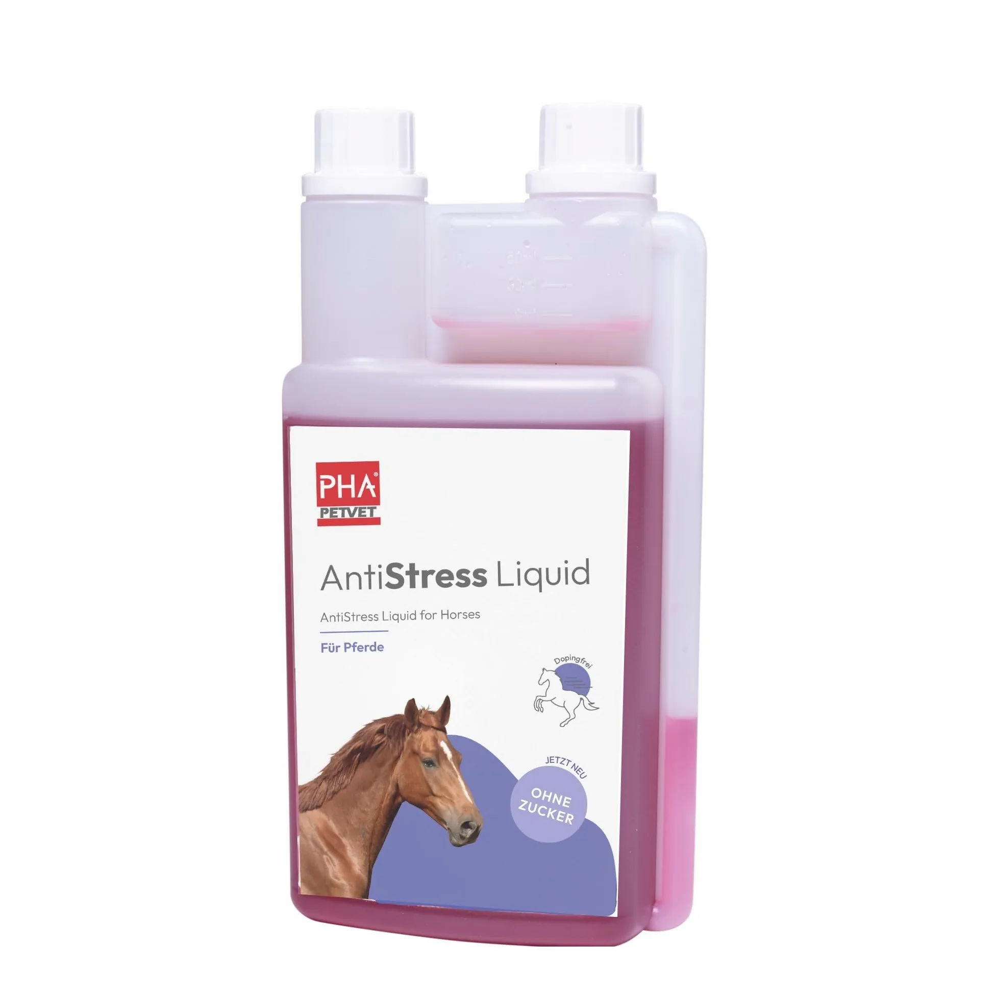 PHA Liquide Anti-Stress pour Chevaux - Soutien Naturel en Cas de nervosité, d'anxiété et de Stress - avec Vitamine B12, magnésium, Calcium, Zinc et tryptophane - 1 l