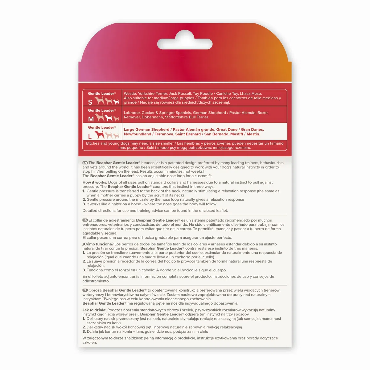 Beaphar Gentle Leader - Collier pour Chien - Taille L - Rouge - Robuste et Durable - Facile à Installer - Pour Toutes les Tailles de Race - Imprimé Animal