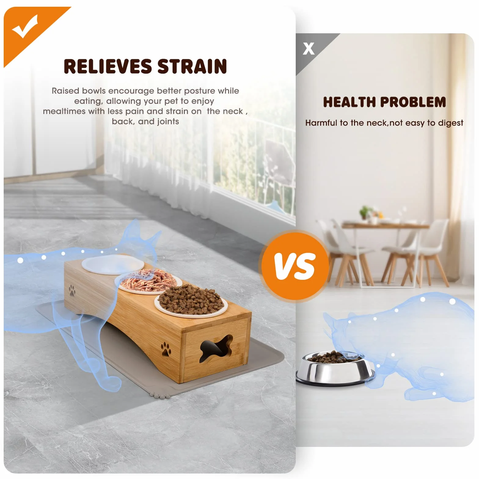 Lot de 3 gamelles surélevées pour chat avec support de gamelle en silicone, gamelle en céramique, gamelle pour chiens et chats et petits chiens