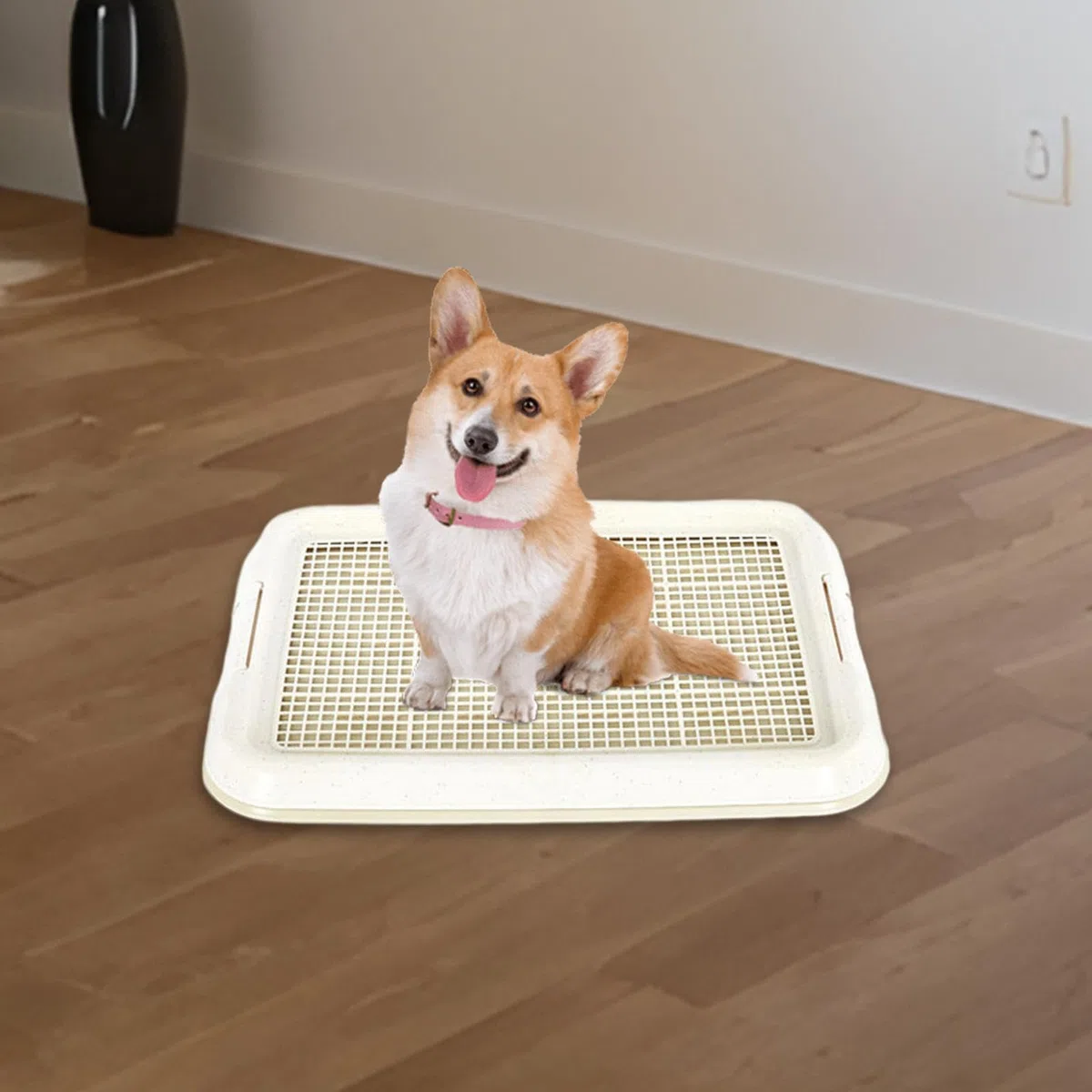 MagiDeal Pot de Toilette pour Chien, Facile à Nettoyer, intérieur Amovible, antidérapant, litière pour Chien, Plateau d'entraînement en Maille pour Chiens de, Blanc