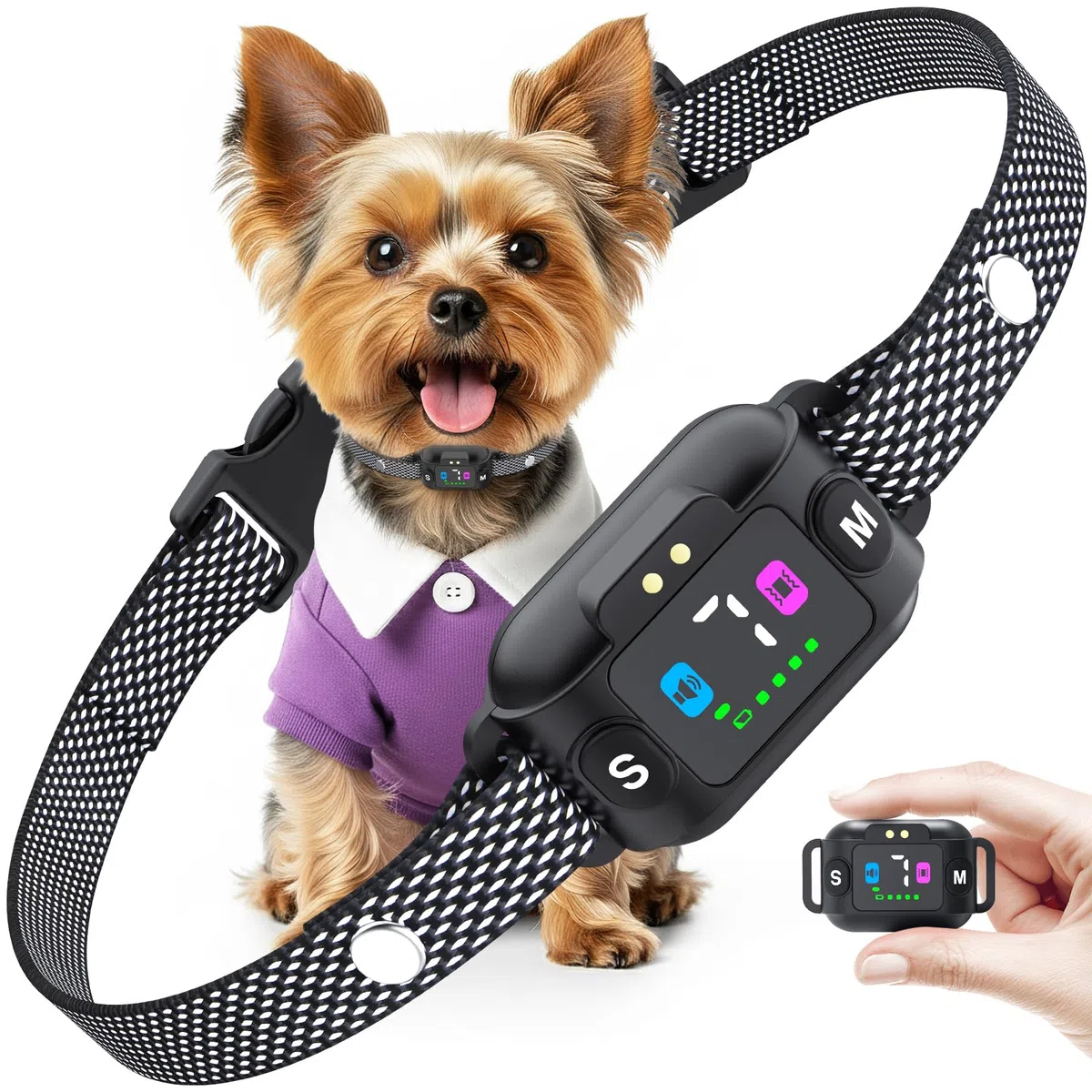 Collier Anti Aboiement Chiens - Rechargeable Anti Aboiement Collier Dressage Pour Petits Chien Avec 3 Modes Son/Vibration, 7 Niveaux De Sensibilité, Étanche IP67 Pour Petits Moyen Chiens (Gris)