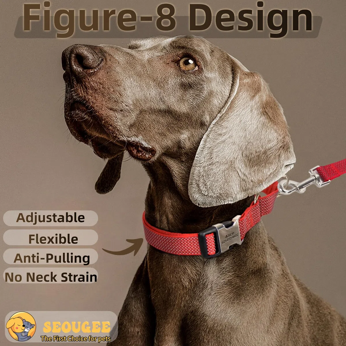 SEOUGEE Martingale Ensemble collier et laisse pour chien personnalisés en nylon réfléchissant anti-étranglement avec boucle gravée personnalisée - Dressage de la marche pour petits chiens (S bleu