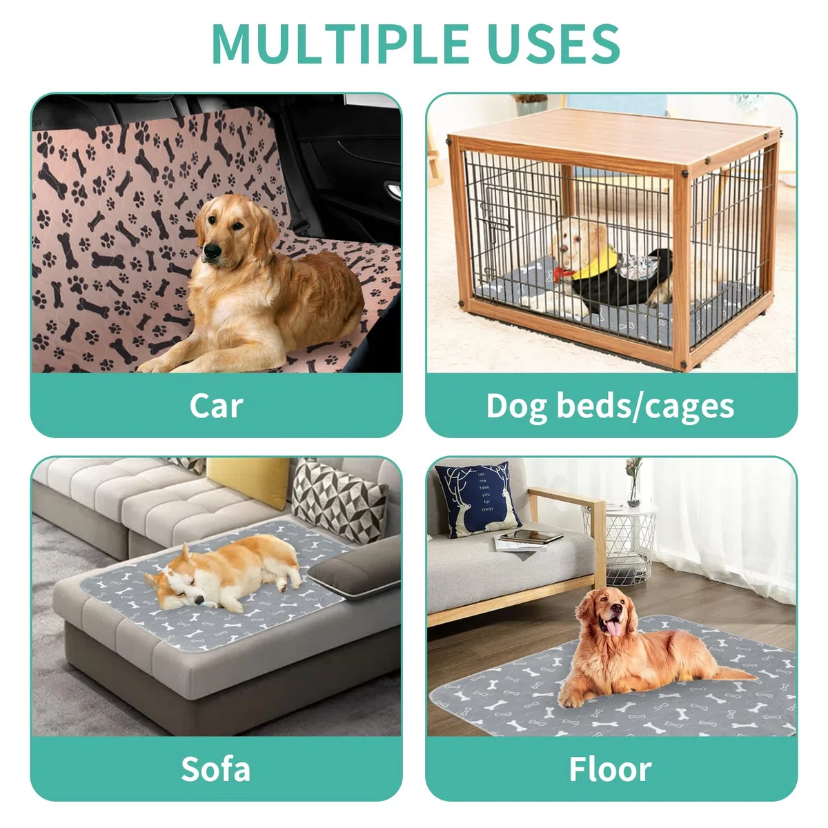 2 Pcs 90 * 80cm Tapis Educateur Chien Ultra Absorbant, Tapis pour Chien Lavable Antidérapant, Tapis de Dressage Réutilisable pour Chiot pour Chien/Chat/Lapin/Cochon d'Inde