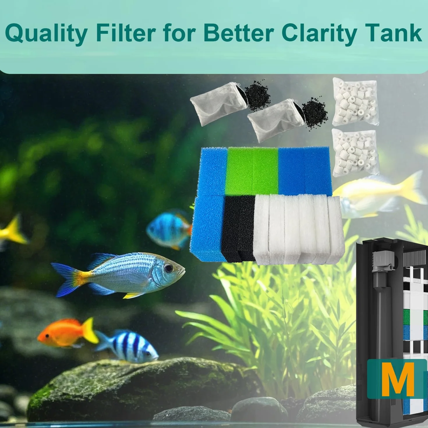 2 Ensembles de Milieux de Filtration pour Aquarium Compatibles avec Le Juwel Bioflow 3.0 M