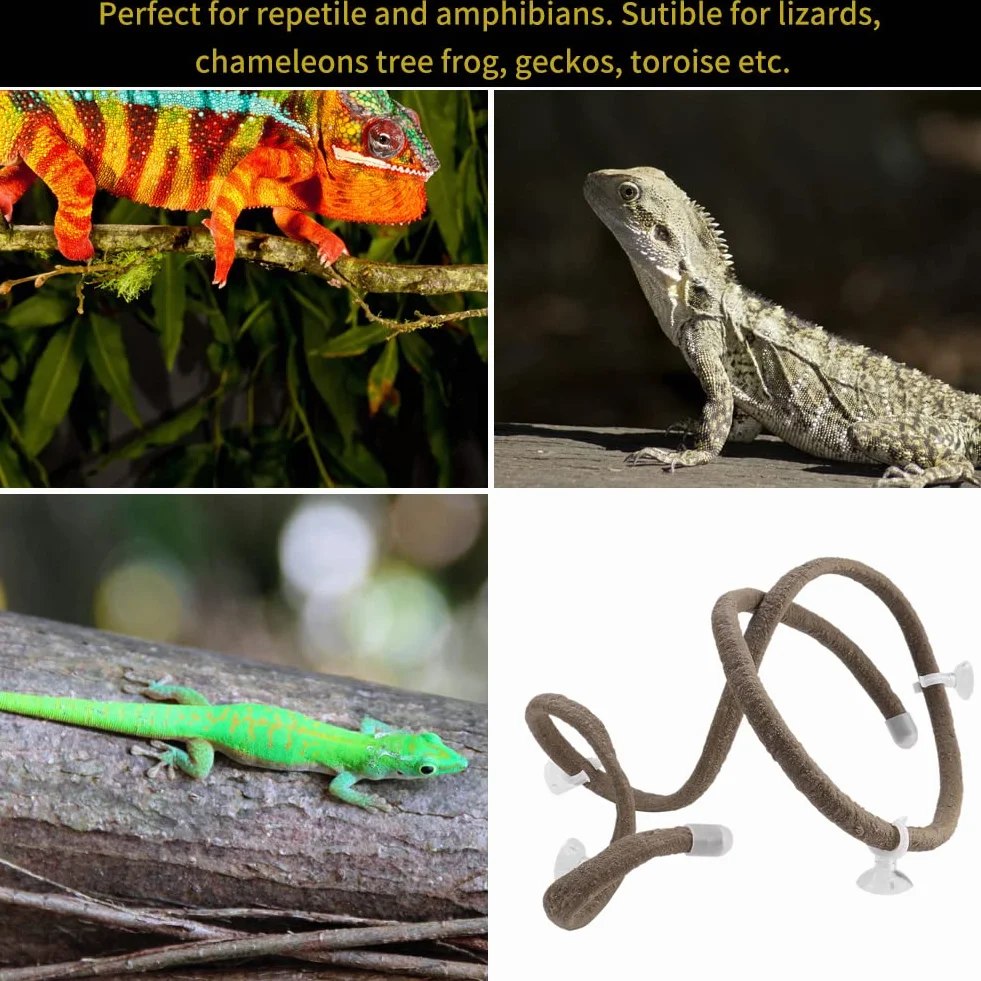 Plantes Grimpantes en PU pour Habitat Reptile, 150 cm Jungle Vignes Décor avec Ventouses Adhésives pour Gecko et Lézards