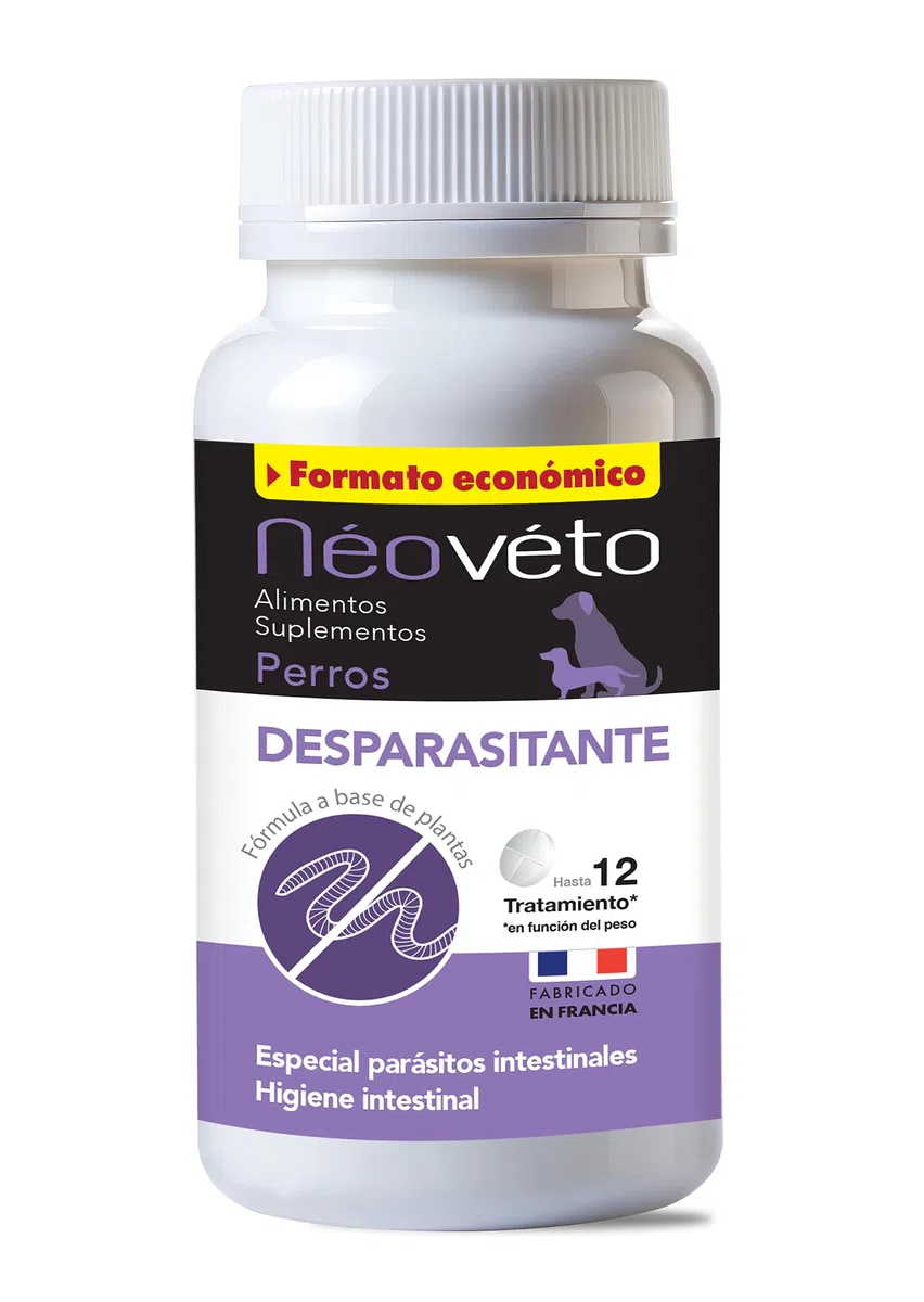 NEOVETO - Vermipurge - Vermifuge pour Chien en comprimés naturels - Actifs agréés par Les Services Vétérinaires Français - Fabriqué en France - Facile à administrer - 30 comprimés (Version espagnole)