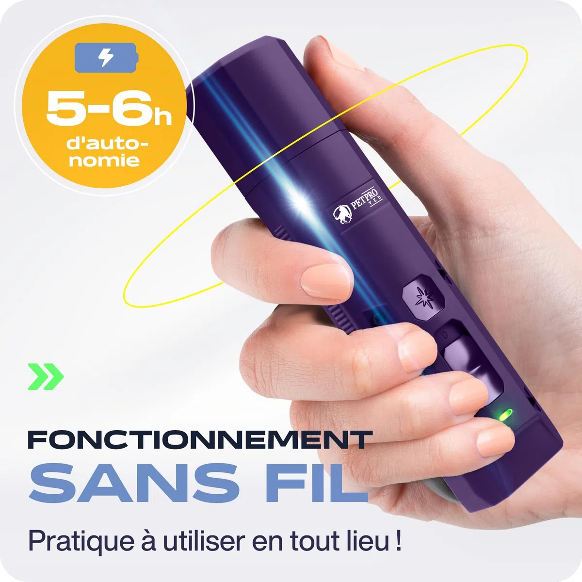 PETPROVED Lime pour Chien Lime Ongle Griffes Chien Electrique Silencieux Lime Griffe Chien Electrique avec 2 Lumières LED Sécurité Coupe Griffe Chien Chat Lime a Ongles pour Chien Professionnel