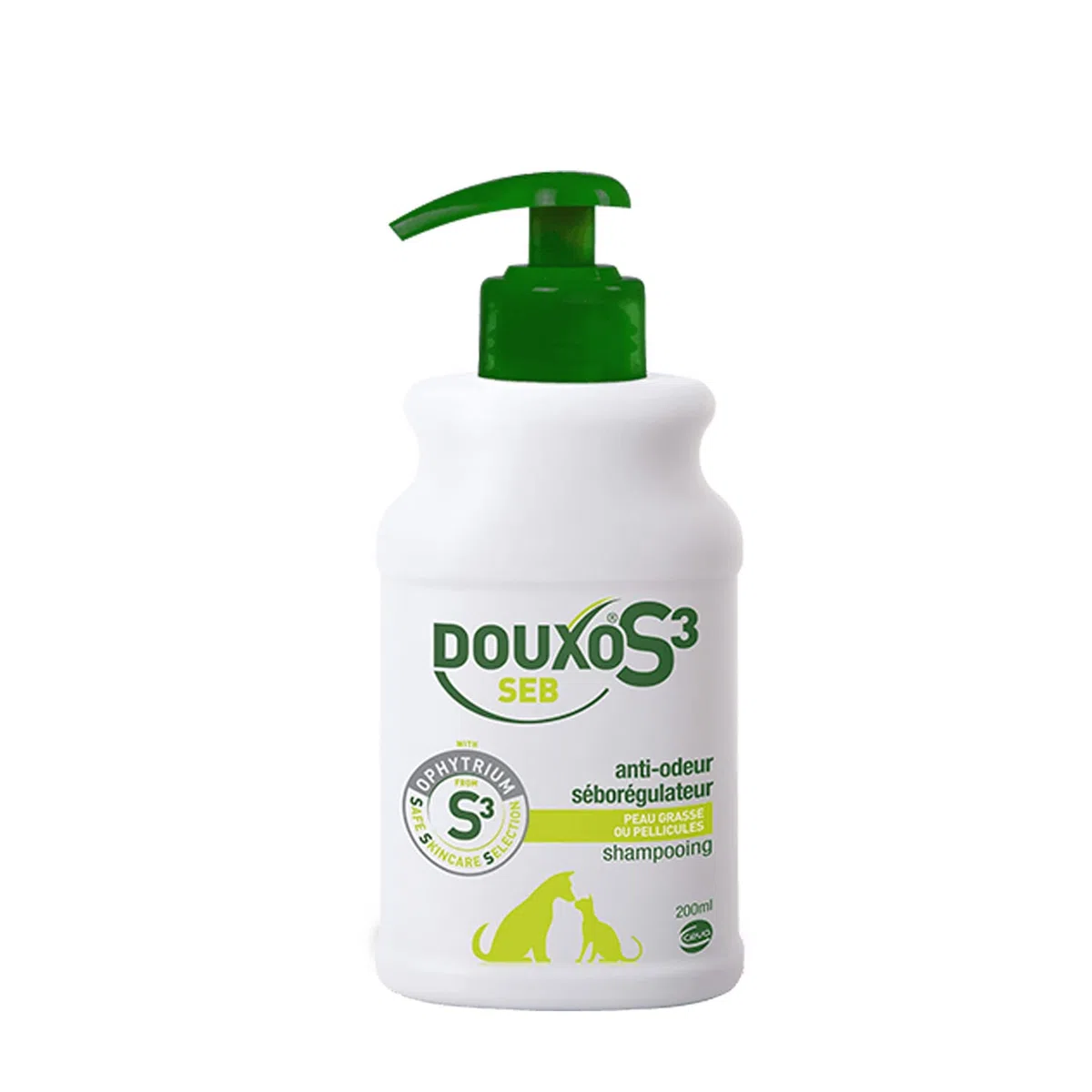 DOUXO S3 SEB Shampooing Anti-Odeur et séborégulateur, pour Chiens et Chats avec des pellicules, Poils Gras et Mauvaises odeurs pour Chiens et Chats, 200ml