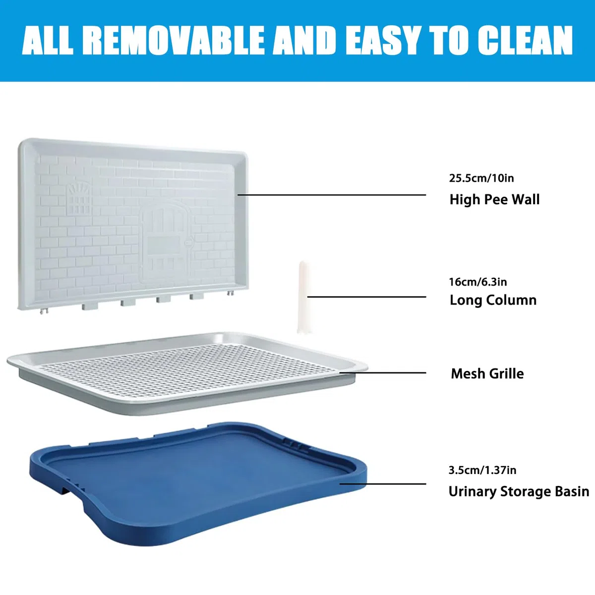 Toilettes d'apprentissage de la propreté pour chien, support de tapis pour chiot avec colonne murale, portable, pot d'entraînement en maille pour animaux de compagnie de petite, moyenne taille