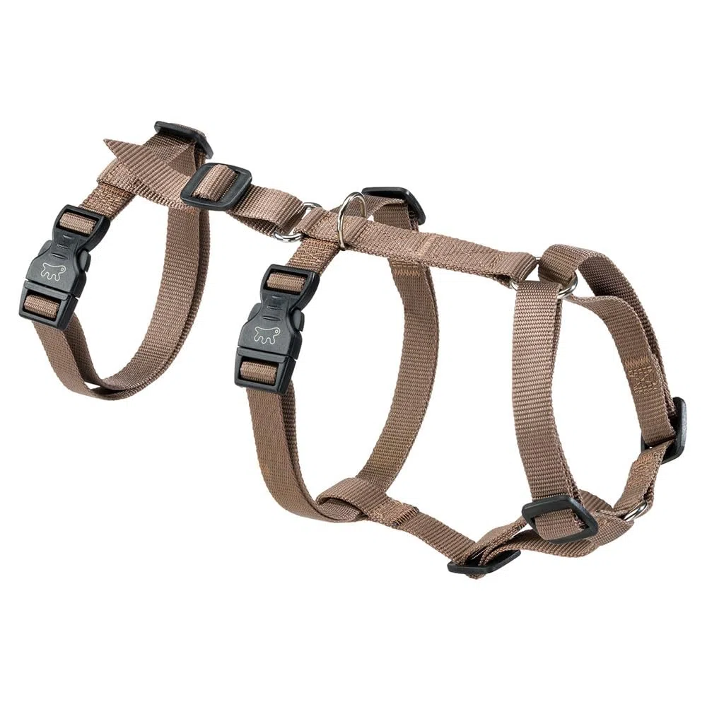 Ferplast Harnais pour Chien Brave Taille Moyenne, réglable en 6 Points, Anti-Fugue et Anti-Panique, Marron