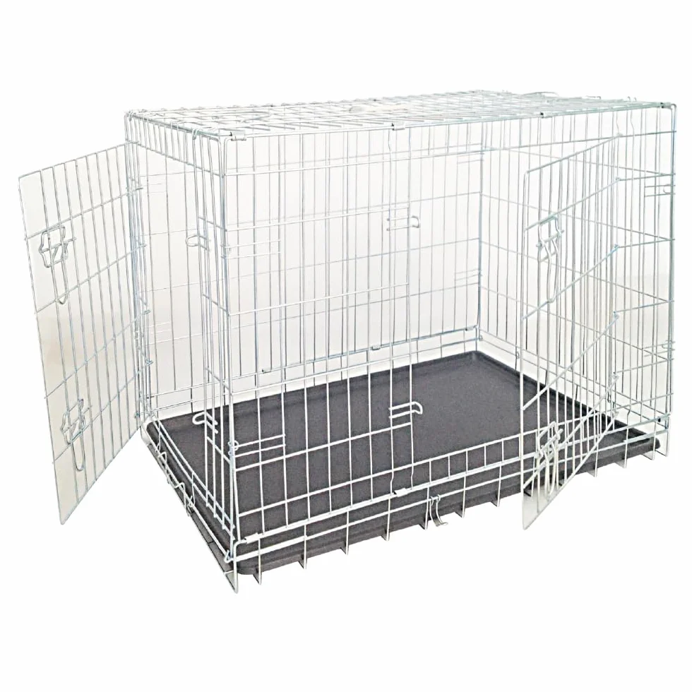 Croci Dog Cage - Box pour Chiens d'Intérieur et d'Extérieur - Chenil pour Chiens des Petite et Moyenne Taille, Métal Galvanisé, Pliable, Également Idéal pour Les Voitures, 93 X 62 X 69 cm