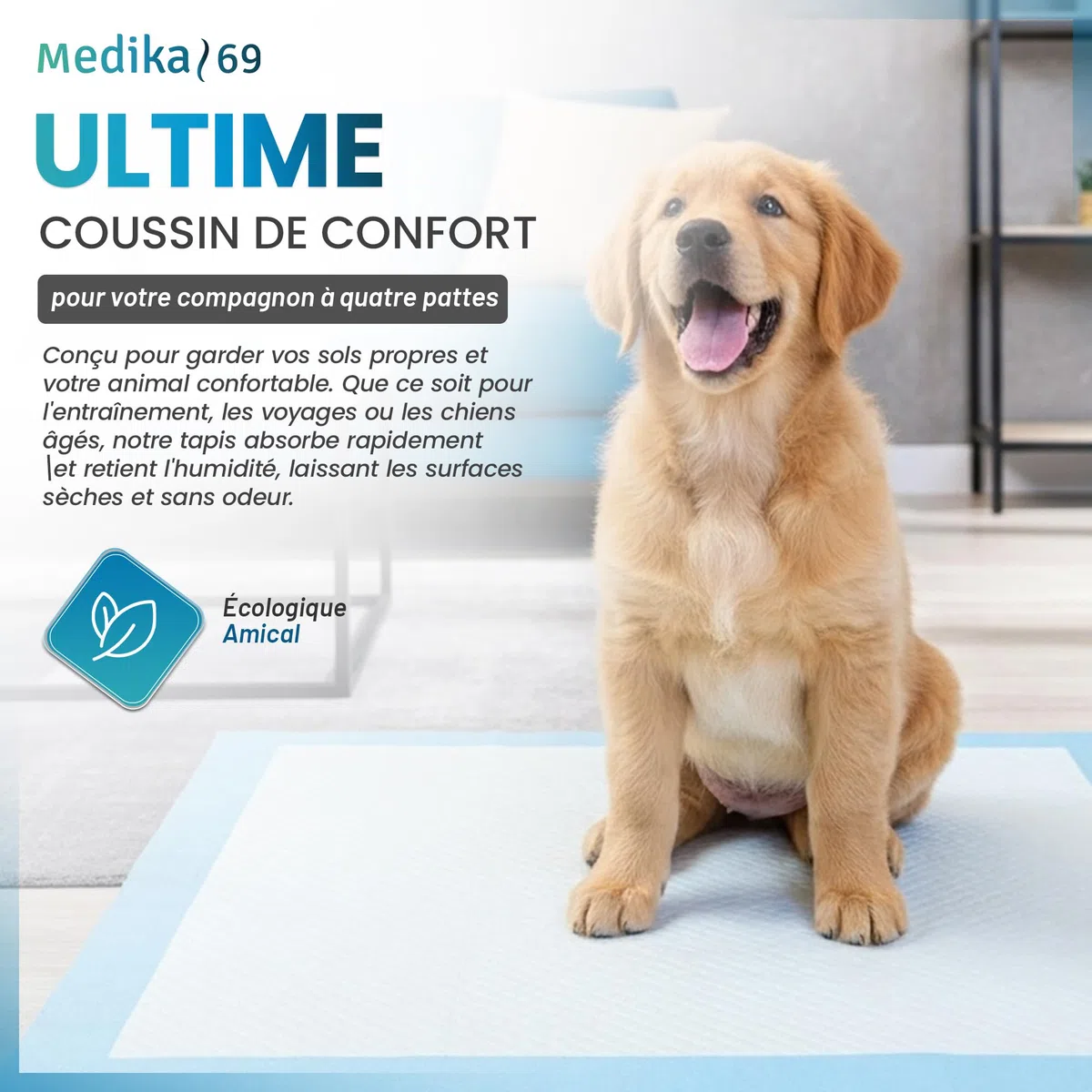Alaise pour Chien, Alese Jetable, 40 x 60 cm / 60 x 60 cm / 60 x 90 cm Tapis pour Chiot, Apprentissage de la Propreté, Anti-Fuite et Résistante (25 pièces) (50, 40 x 60 cm)