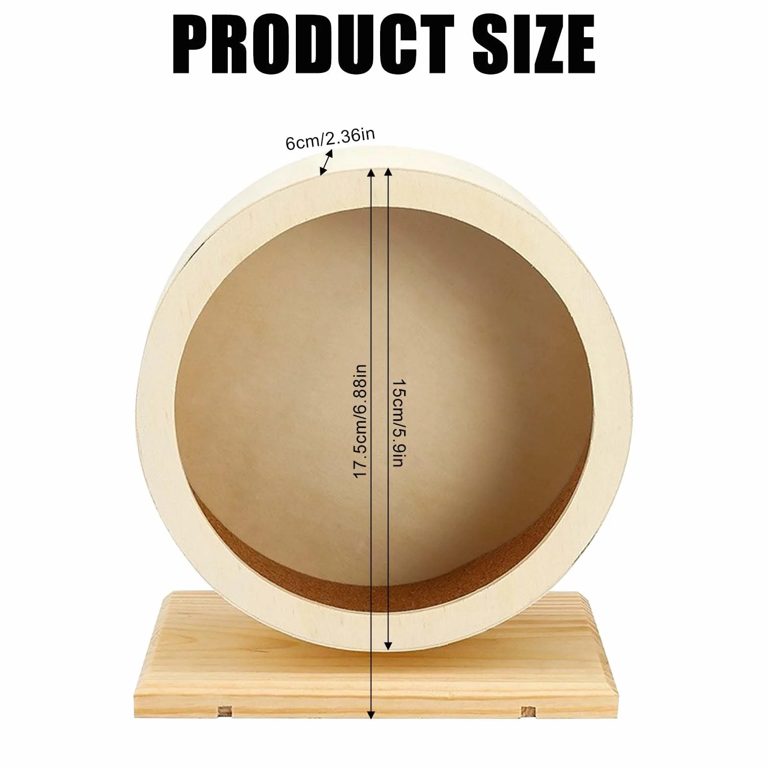 Roue pour hamsters, en bois, Ø 15 cm, avec bande de roulement en liège, silencieuse et pour petits animaux