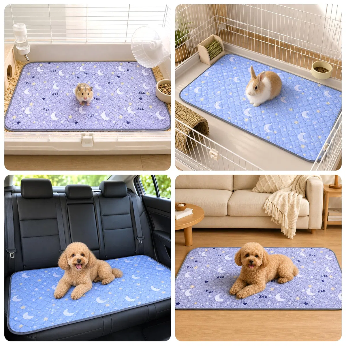 Tapis Cage pour Cochon d'Inde et Lapin 2 pièces Tapis Lavable et Réutilisable Anti-Fuite et Antidérapant Absorbant pour Petit Animal