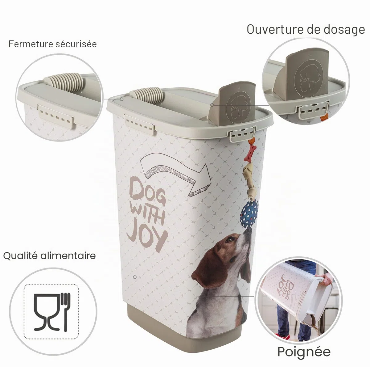 Rotho Conteneur Croquettes Chien 50 l Hermétique avec Couvercle et Pelle