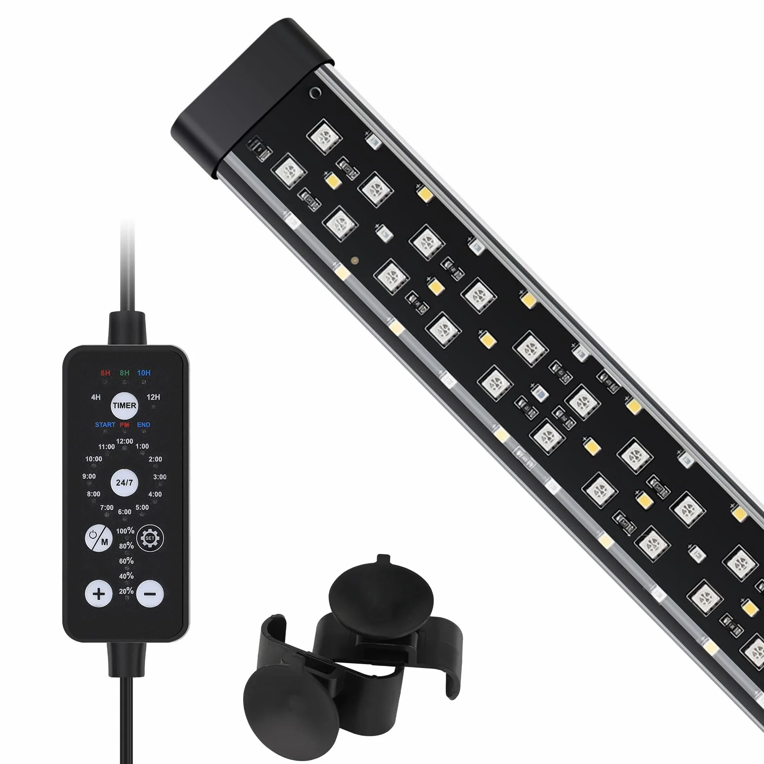 hygger Submersible Aquarium Led Light,11W Éclairage Aquarium Fish Tank Light,24/7 Full Spectrum Lampe Aquarium Led avec 9 Colors and 10 Luminosité Réglables de 31-58cm Tank