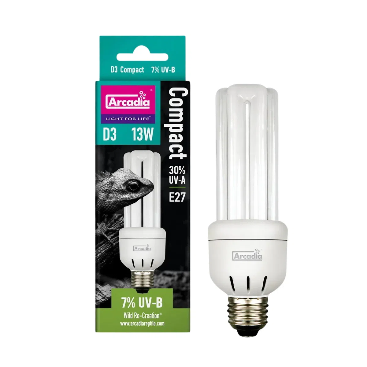 Arcadia D3 Forest Mini ampoule compacte 7 % UVB triple U à visser pour reptiles 13 W