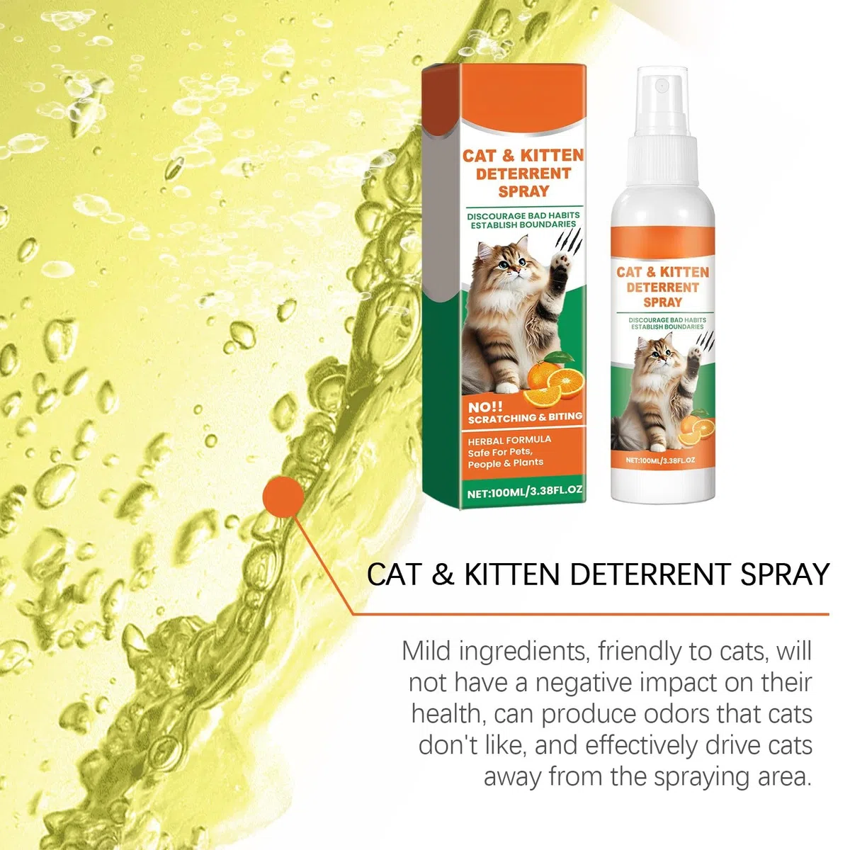 Générique Spray Anti Griffure Chat, Spray D'entraînement Chat, Protecteur de Meubles Contre Les Rayures de Chats pour Chats, Chiens, Intérieur et Extérieur, Canapé, Porte, Tabl 100 ML