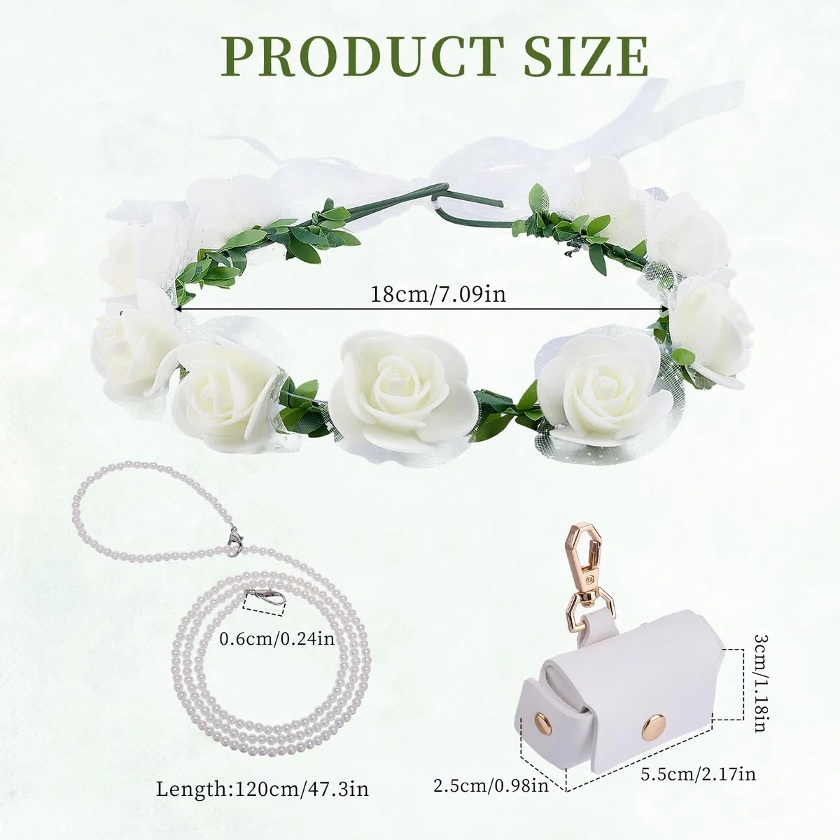 NICENEEDED Lot de 3 colliers pour mariage, chien, ensemble de fleurs, perles de laisse pour chiens avec perles porte-alliances, nœud papillon réglable pour le cou du chien