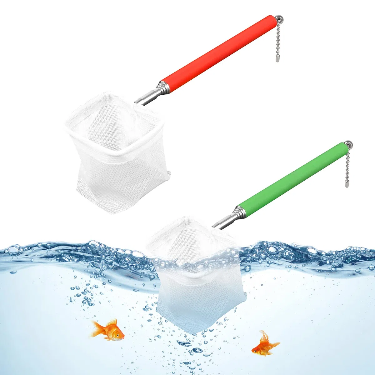 Épuisette de Pêche, 2 Pcs Épuisettes de Pêche Télescopique Utilisent Une Conception Rétractable, Filet de Pêche Télescopique en Matériau Souple, Filet de Pêche pour Aquarium ne Nuira Pas au Poisson