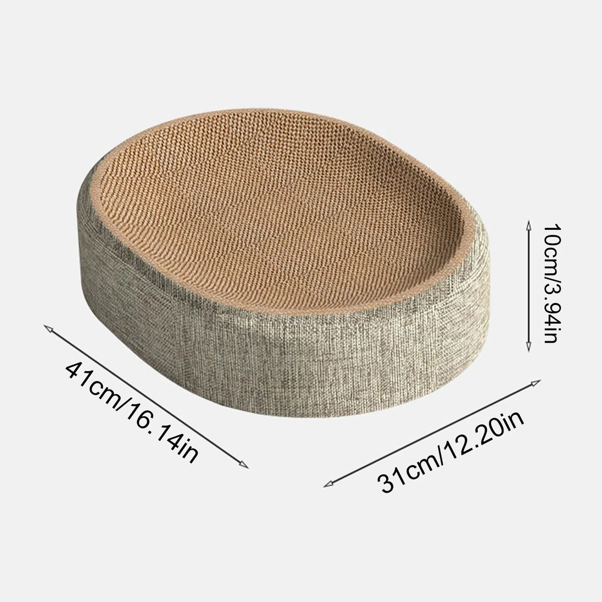 Griffoir pour Chat, Ovale Lit à Gratter Chat en Sisal avec Base Antidérapante, Planche à Gratter pour Chats d'Intérieur, Protège-Meubles Contre Les Griffures de Chats