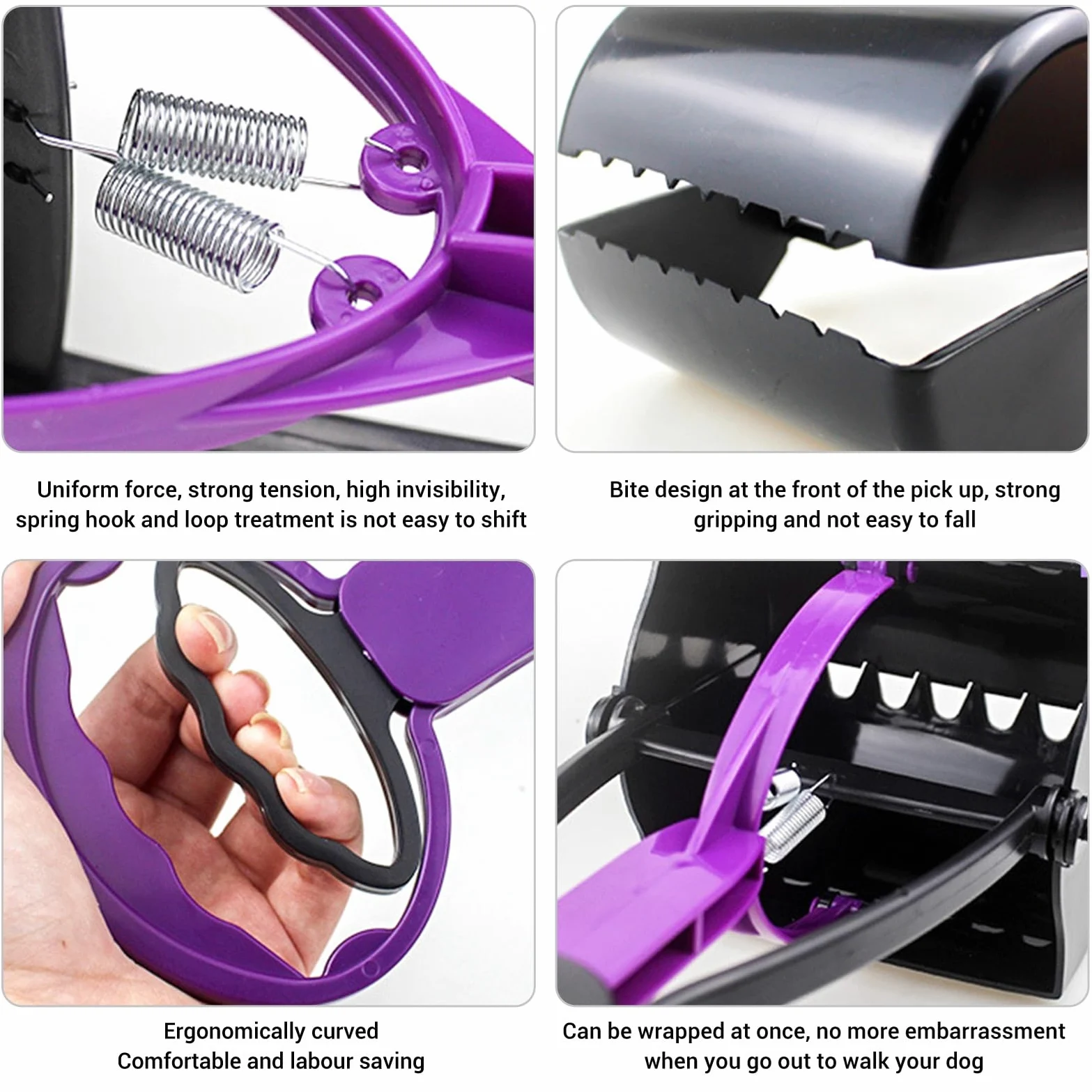 Alomejor Pelle à Crottes de Chien à Long Manche, Outil Pratique de Nettoyage des Déchets d'animaux de Compagnie pour Chiens de Taille Moyenne à Grande, Pelle à Crottes Ergonomique pour Une