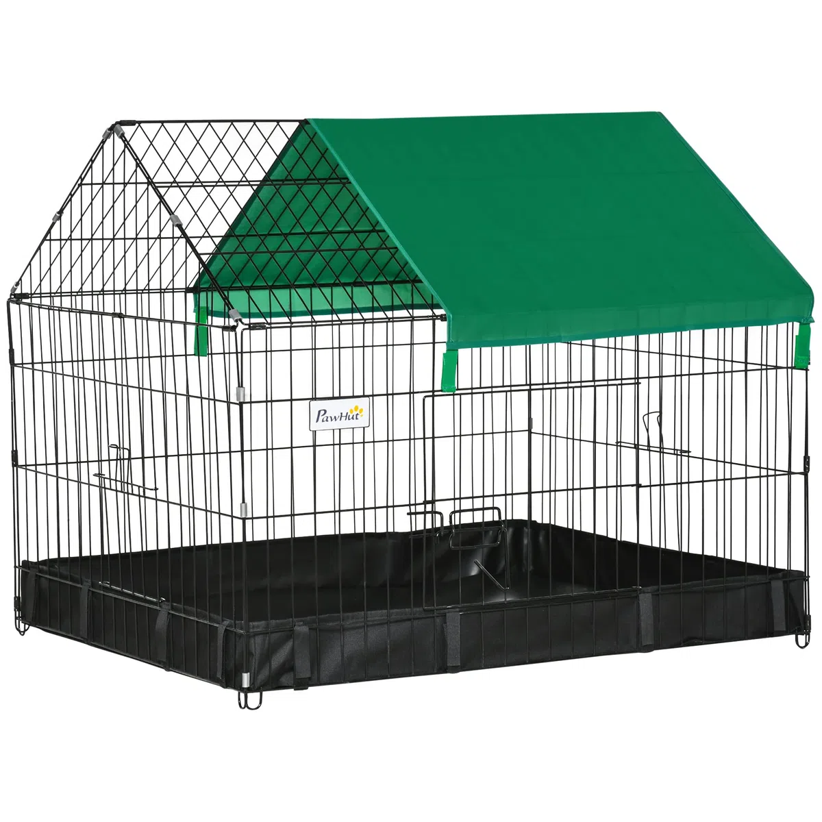PawHut Cage enclos Lapins Petits Animaux rongeurs Intérieur ou Extérieurs - Parc Clapier à Lapin - Bache Protection Inclus - 90 x 75 x 75 cm