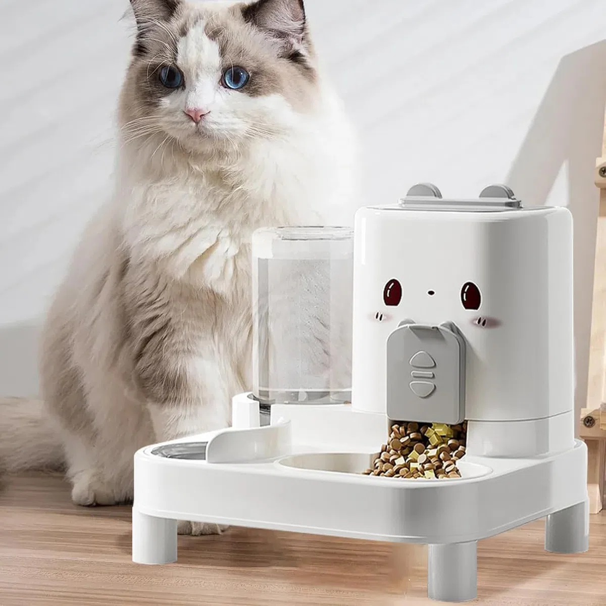 MEISO Distributeur Croquettes Chat, Distributeur de Croquettes 2 en 1 pour Chien, Abreuvoir et alimentateur Automatique, Distributeur Automatique d'aliments et d'eau Animaux de Compagnie de Petite