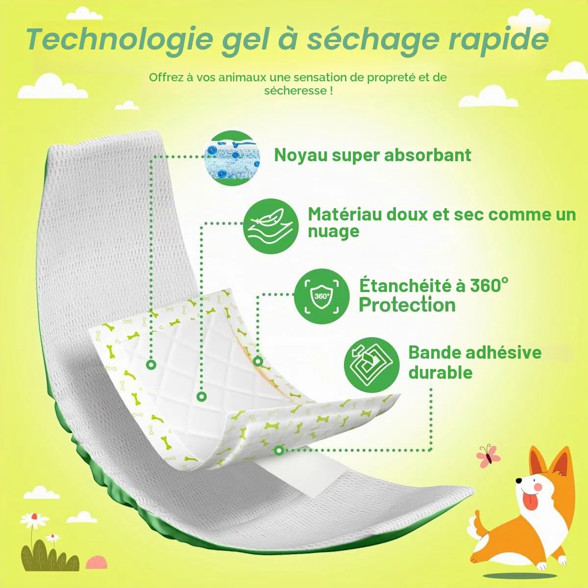 Dono Lot de 100 doublures de couches jetables pour chiens mâles et femelles, super absorbants, inserts de couches jetables pour chiens mâles et femelles, bandeaux, culottes menstruelles lavables
