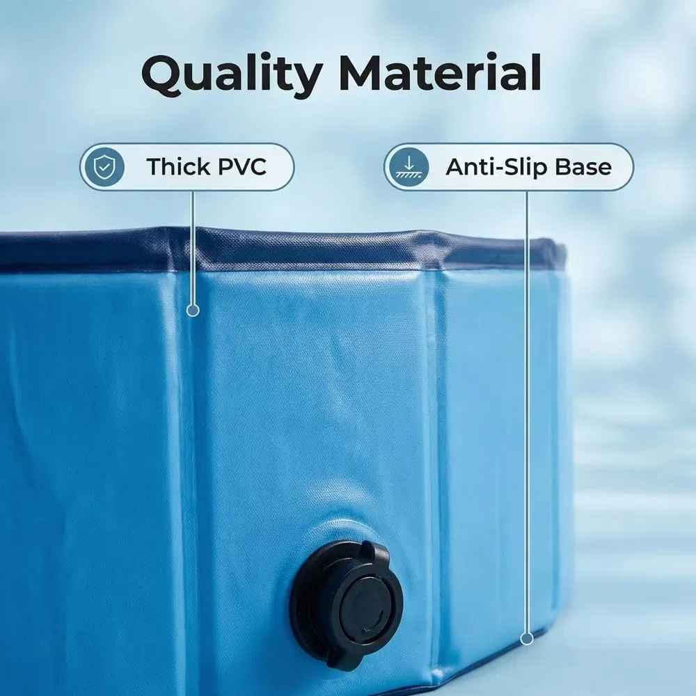 Piscine Pliable Chien, Hauteur 30 cm,Dog Paddling Pool avec bonde,Foldable Pet Pool,PataugeoireChien,Piscine Portable Chien,en PVC résistant aux Rayures (100cm)
