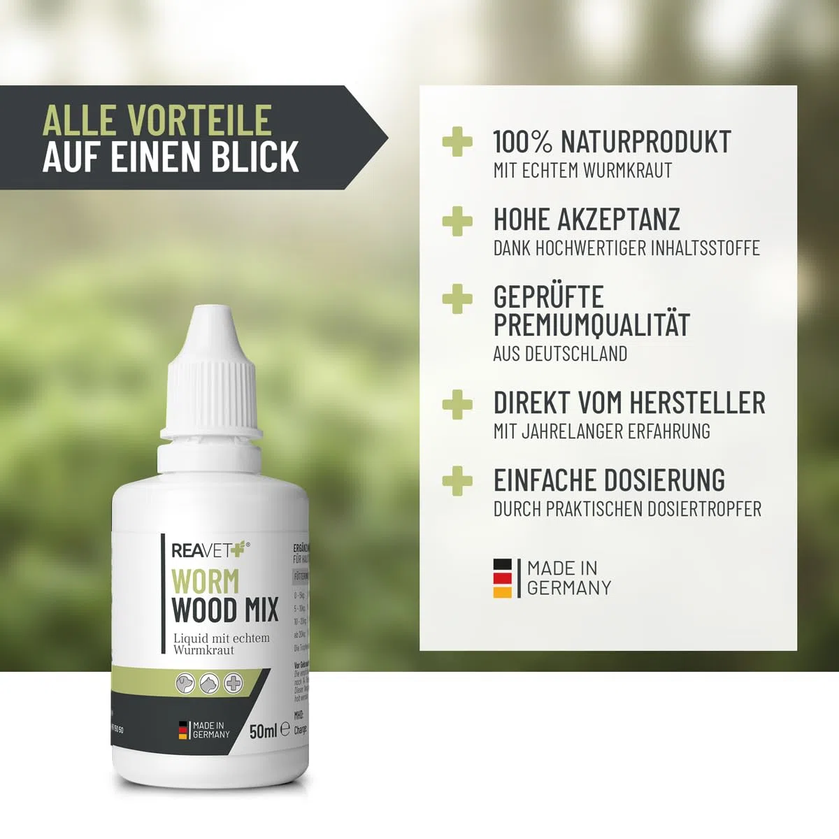 ReaVET Wormwood Mix Gouttes liquides liquides, Alternative Vermifuge, Avant, Pendant et après l'infestation de vers Chien, Chat et Lapin, Tous Les Animaux de Compagnie